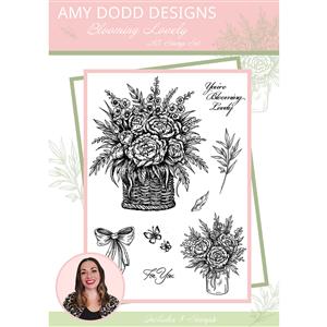 Amy Dodd Designs - A5 Blooming Lovely Stamp Set, 8 Stamps Total