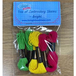 Living in Loveliness Set of 3 Embroidery Skiens (Bright)