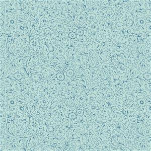 Liberty Collector's Home Natures Jewel Garden Silhouette Blue Fabric 0.5m