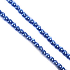 Royal Blue Czech Glass Pearls, 4mm (40cm)