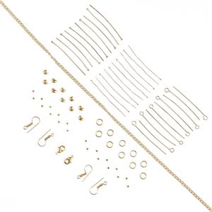 Gold Plated Base Metal Essential Findings Pack (75pcs)