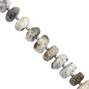140cts Dendrite Opal faceted Tumble Approx 10x5 to 14x8mm, 15cm Strand With Spacers