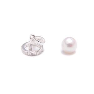 925 Sterling Silver with CZ Orb Bail with Approx 6mm White Near Round Pearl, 1pcs