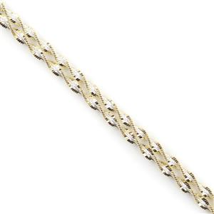 Sterling Silver 2-Tone Yellow and White Twist Chain Necklace 46cm/18