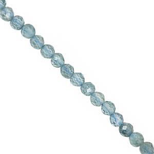 13cts Blue Tourmaline Faceted Rounds Approx 2mm, 30cm Strand