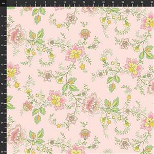 Henry Glass Renaissance Garden Floral Vine Pink Fabric 0.5m