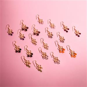 10 Pairs Gold Plated Lotus Chandelier Gemstone Earrings