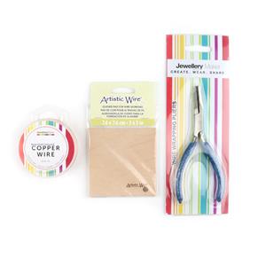 Wire Heroes-Wire Wrapping Pliers, Beadalon Wire Pad 3x3, 10m Rose Gold Copper Wire 0.6mm