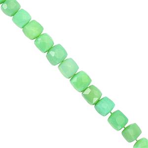 75cts Chrysoprase Faceted Cube Approx 5 to 8mm, 17cm Strand