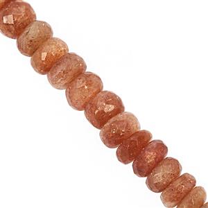 95cts Brown Sunstone Graduated Faceted Rondelle Approx 6.5x4 to 8.5x7mm, 19cm Strand