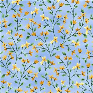 Bountiful & Blue Collection Floral Trellis Periwinkle Fabric 0.5m