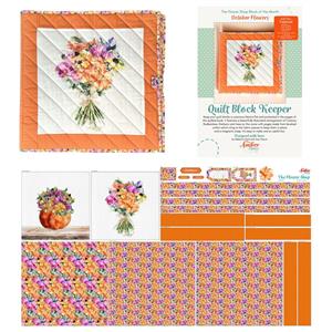 Amber Makes October The Flower Shop Block of the Month Kit Quilt Block Keeper: Panel & Instructions