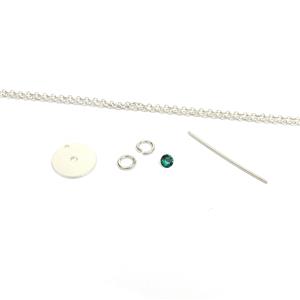 935 Argentium Domed Pendant Kit With Swarovski Emerald