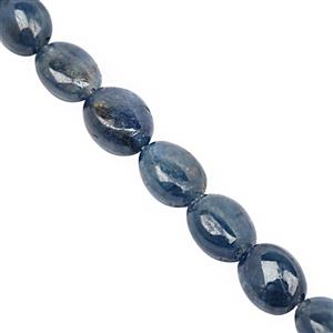 32cts Natural Malawi Blue Sapphire Graduated Smooth Oval Approx 4.5x3.5 to 8x6mm, 15cm Strand