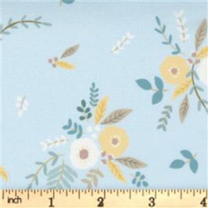 Moda Little Ducklings Blue Floral Fabric 0.5m