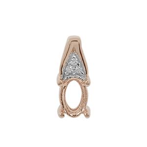 Rose Gold Plated 925 Sterling Silver Oval Pendant With White Zircon (To fit 6x4mm gemstone)- 1pcs