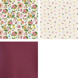 Online Exclusive: Sweet Spring Collection Ditsy & Floral Cream & Rose Plain Fabric Bundle (1.5m)