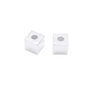 925 Sterling Silver Cubes with 4mm Drill Holes, Approx 10mm, 2pcs 