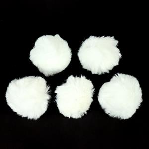 Off-White Faux Fur Pom Poms, 8cm (5pcs/pack)