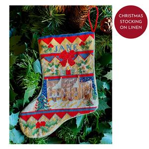 Cross Stitch Guild Cotswold Christmas Stocking on Linen