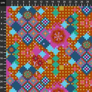 Anna Maria Horner Love Always Orange Flower Pixel Fabric 0.5m