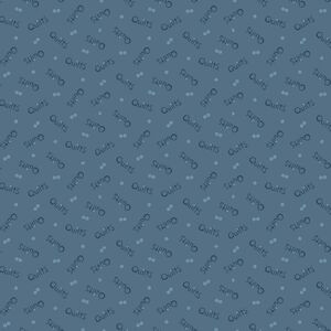 American Country Collection Navy Quilts On Navy Fabric 0.5m