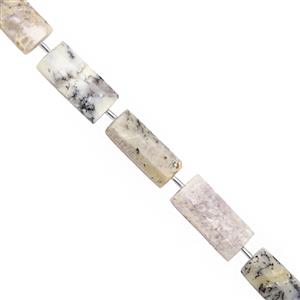 165cts Dendritic Opal Agate Faceted Rectangle Approx 25.5x11.5 to 29x13mm, 25cm Strand with Spacers