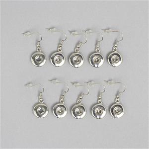 Silver Plated Copper Snap Drop Earring Findings 12mm (5 pairs)
