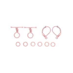 Rose Gold Plated Base Metal Findings Pack (Seed Bead Kits) Inc. Toggle Clasp, 10pcs