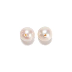 White Freshwater Cultured Round Nucleated Pearls Approx 7-7.5mm, 1 Pair