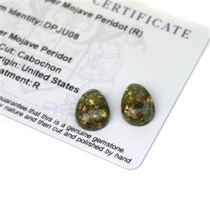 7.8cts Copper Mojave Peridot 14x10mm Pear Pack of 2 (R)