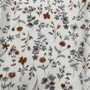 Hand Drawn Floral Orange On Cream Fabric 0.5m exclusive