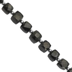 115cts Black Spinel Faceted Cube Approx 5 to 7mm, 21cm Strand With Spacers