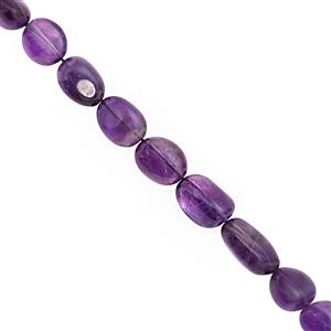 110cts Zambian Amethyst Smooth Tumbles Approx 9x8.5 to 14x10mm, 23cm Strand