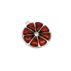 Baltic Cognac Amber Orange Pendant, Approx. 23mm