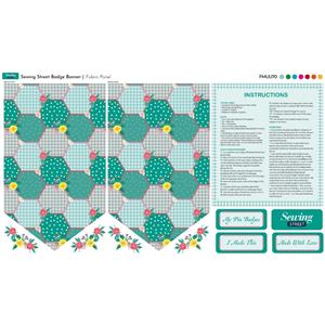Sewing Streets Pin Badge Collectors Teal Hexi Panel with Instructions (70cm x 43cm)