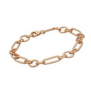 Rose Gold Flash Sterling Silver Long & Round Link Bracelet Approx 7.5Inch