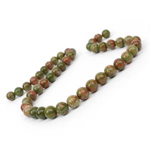 200cts Unakite Plain Rounds Approx 8-9mm, 38cm Strand