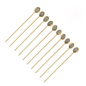 2.15cts Labardorite Gold Flash Sterling Silver Headpins Oval 4x3mm, length 40mm and width 0.50mm (10pcs/pack)