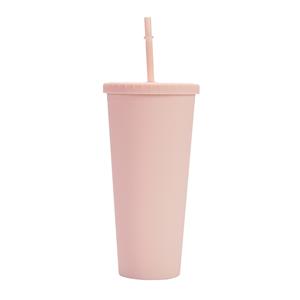 Light Pink Drinking Tumbler with Straw Approx 750ml