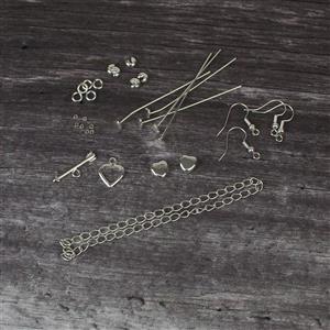 Silver Plated Base Metal Heart Findings Pack (28pcs)