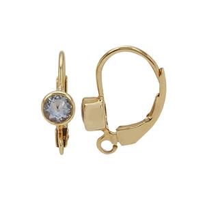 Gold Plated 925 Sterling Silver Lever Back Earrings With 0.52cts Aquamarine Setting (1pair)