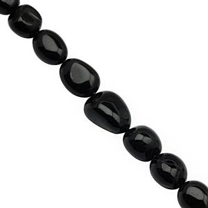 145cts Black Onyx Straight Drill Smooth Tumble Approx 9x7 to 15x13mm, 24cm Strand
