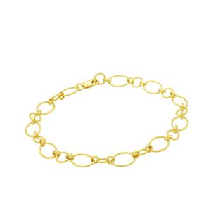 Gold Plated 925 Sterling Silver Oval Link, 7.5inch Finished Bracelet with Lobster Clasp