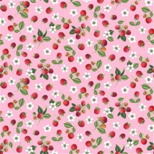 Makower Summer Days Raspberries Pink 0.5m