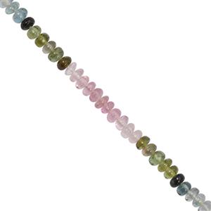8cts Tourmaline Smooth Rondelle Approx 2.5x1 to 3.5x1.5mm, 9cm Strand