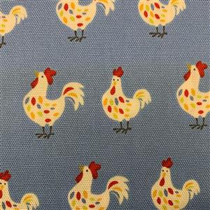 Hens On Blue Fabric 0.5m - exclusive