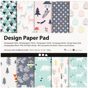 Design Paper Pad, light green, rose, white, 15,2x15,2 cm, 120 g, 50 sheet/ 1 pack