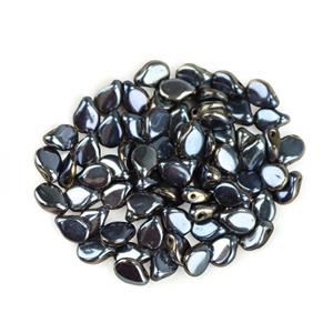 Preciosa Ornela Black Opaque Dark Grey Lustre Pip Beads Approx. 5x7mm (100pcs)