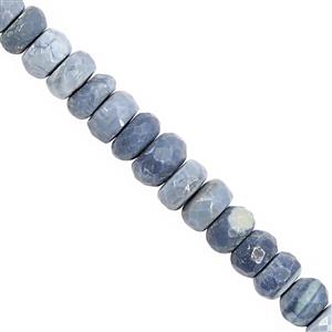82cts Blue Opal Graduated Faceted Rondelle Approx 6x3 to 10x6mm, 17cm Strand